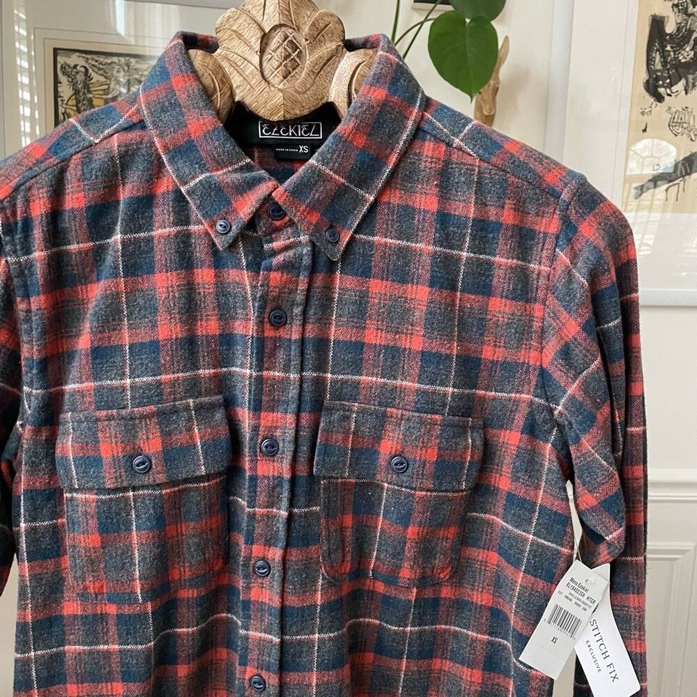 NWT Stitch Fix Ezekiel Button Down Plaid Flannel Shirt XS